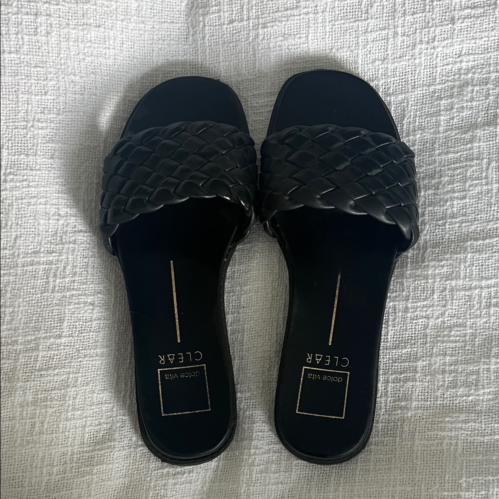 Dolce Vita Black Woven Slide Sandals